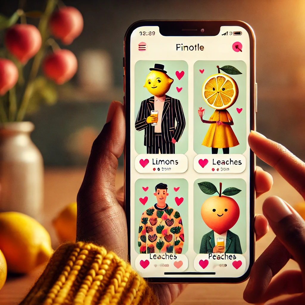 A dating app with anthropomorphic fruit